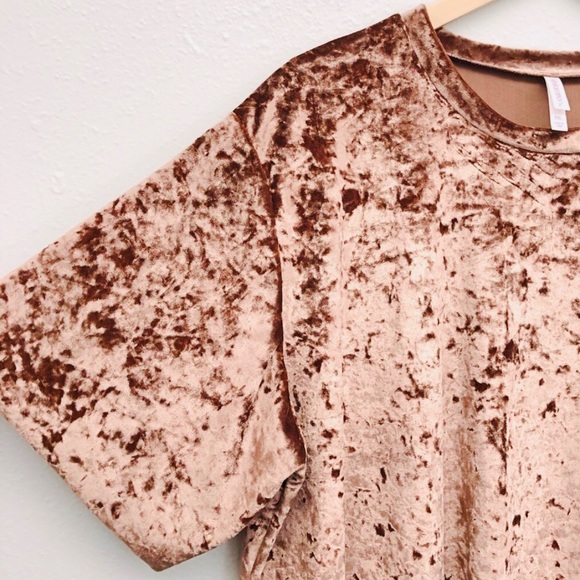 Xhilaration Rose Gold Crushed Velvet Top Size: L - Picture 5 of 7